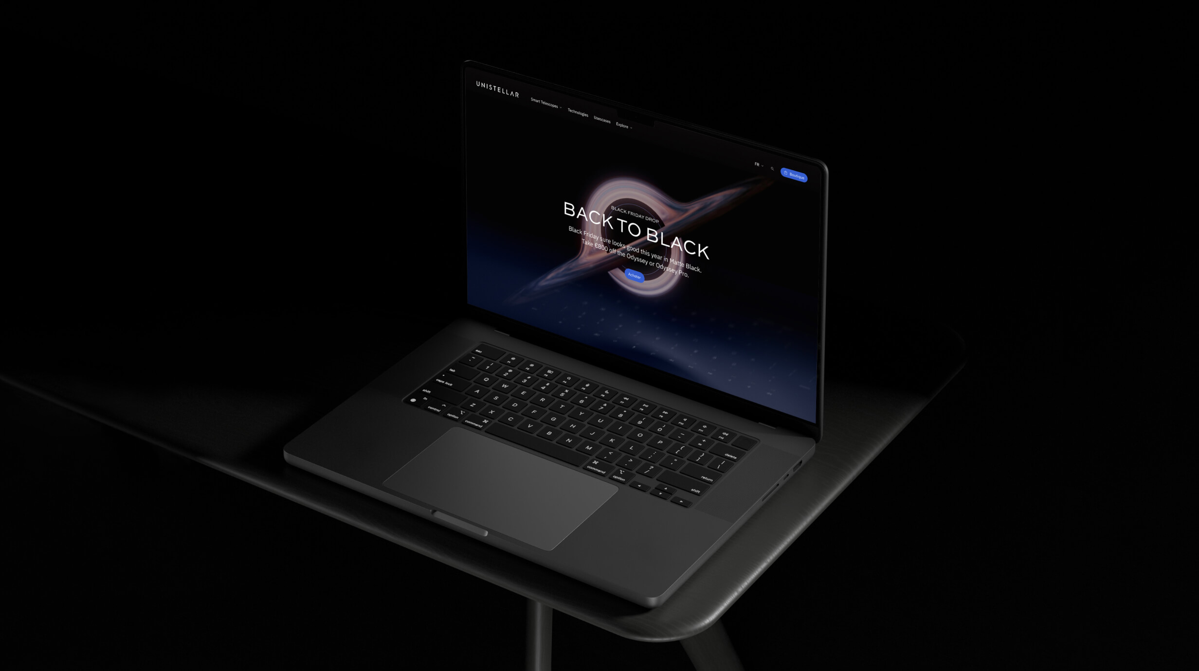 Unistellar - Page d'accueil dans un laptop