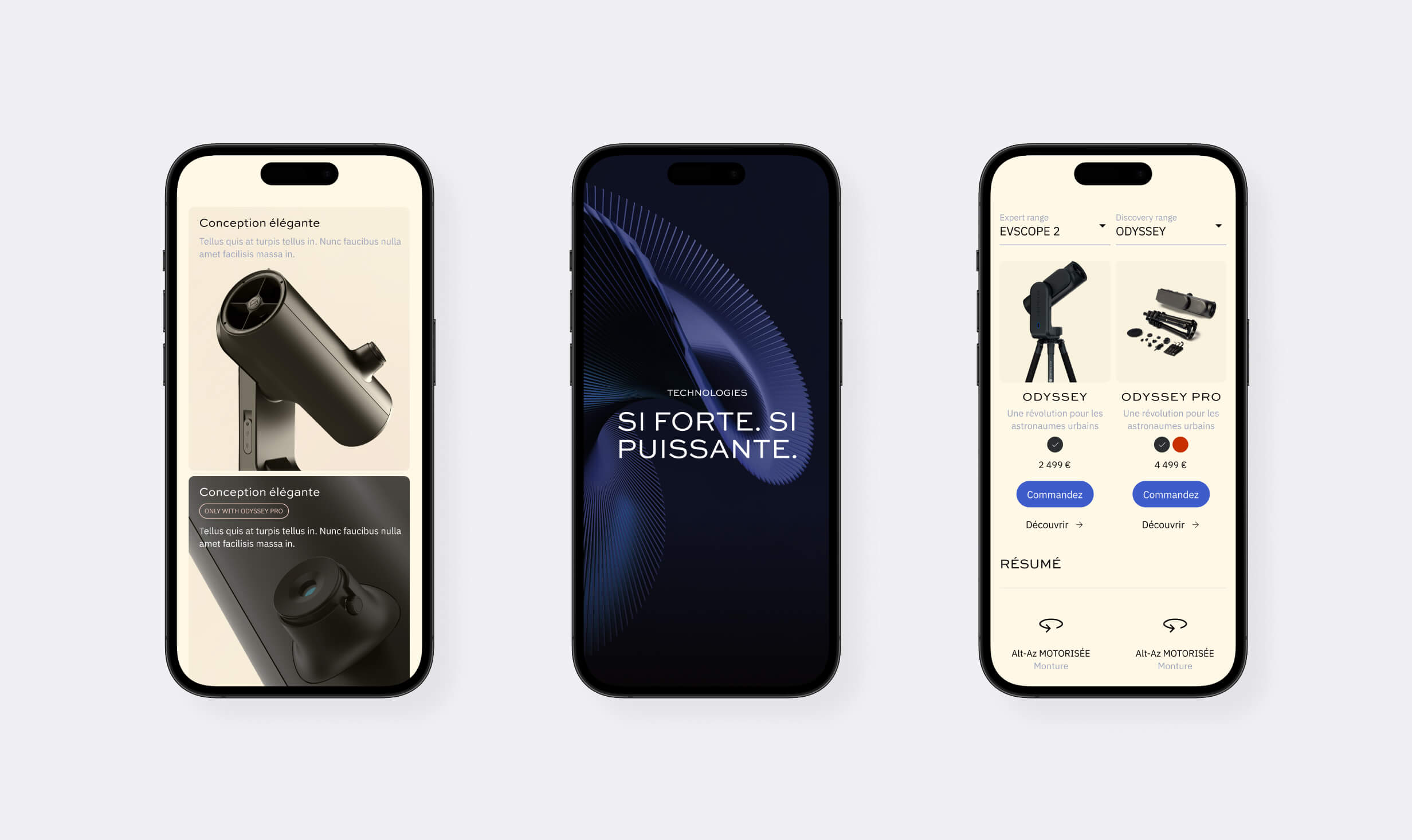 Unistellar - Versions mobile du site web